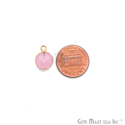Rose Chalcedony 10mm Round Gold Electroplated Gemstone Connector (Pick Lot Size) - GemMartUSA