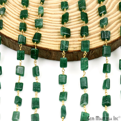 Aventurine 9x7mm Tumble Beads Gold Plated Rosary Chain