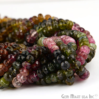 Multi Tourmaline Faceted Round Beads 5mm Gemstone Rondelle Beads - GemMartUSA