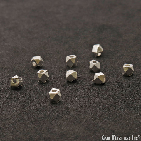 5pc Lot Hexagon Silver Plated 4mm Drilled Beads Finding