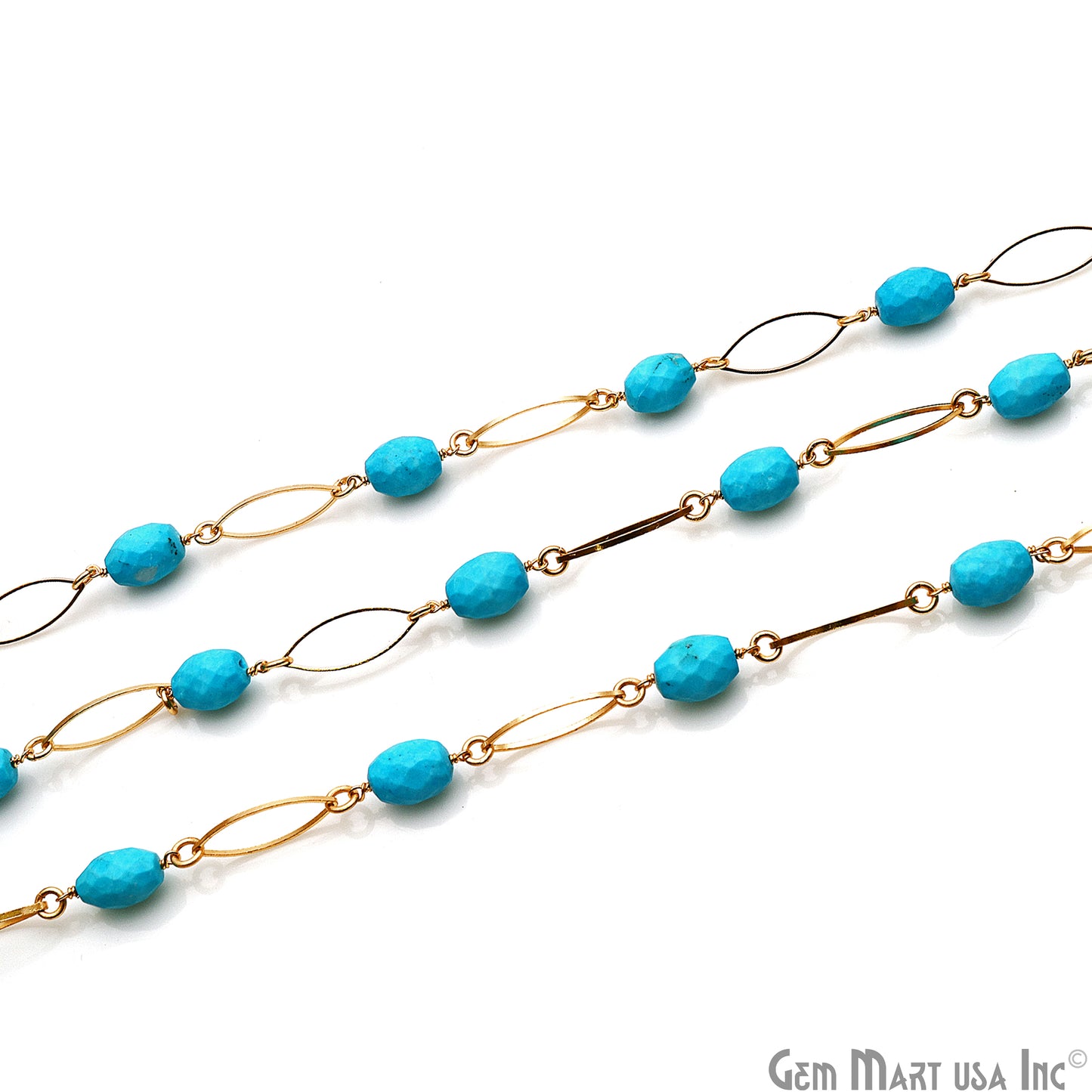 Turquoise With Gold Marquise Finding Rosary Chain