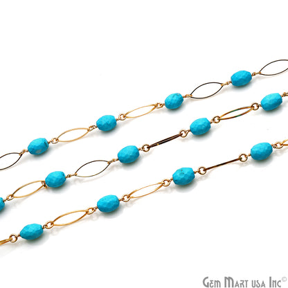 Turquoise With Gold Marquise Finding Rosary Chain