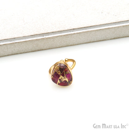 Gemstone 13x17mm Gold Plated Adjustable Ring