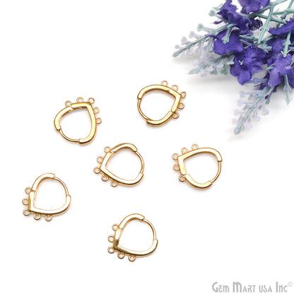 DIY Heart 5 Loop Hoop Clasp Finding Studs Gold Plated Hoop Earring 1 Pair