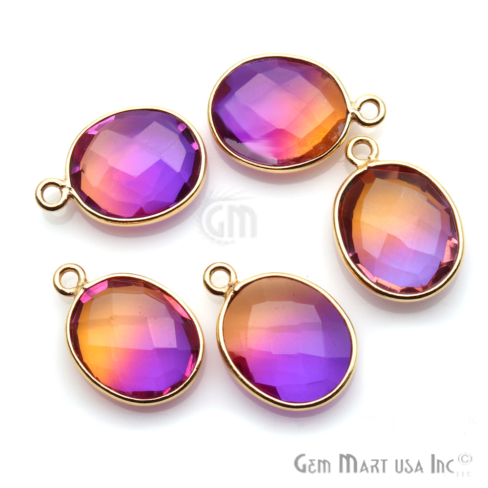 Doublet Aura Quartz 10x12mm Oval Connector (Pick Color,Plating,Bail) - GemMartUSA