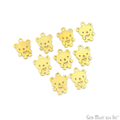 Teddy Bear Shape Laser Charm Gold Plated 20x15.40mm Finding Charm Connector