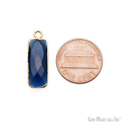 Iolite Rectangle 25x8mm Gold Electroplated Single Bail Gemstone Pendant Connector