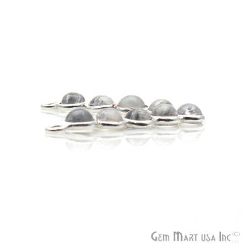 Rainbow Moonstone V-Shape Chandelier Finding Silver Plated 26x25mm Gemstone Bezel Component - GemMartUSA