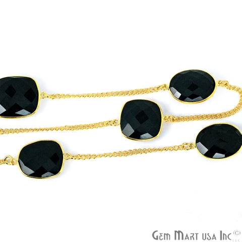 Black Onyx 15mm Gold Plated Bezel Link Connector Chain - GemMartUSA (764048769071)