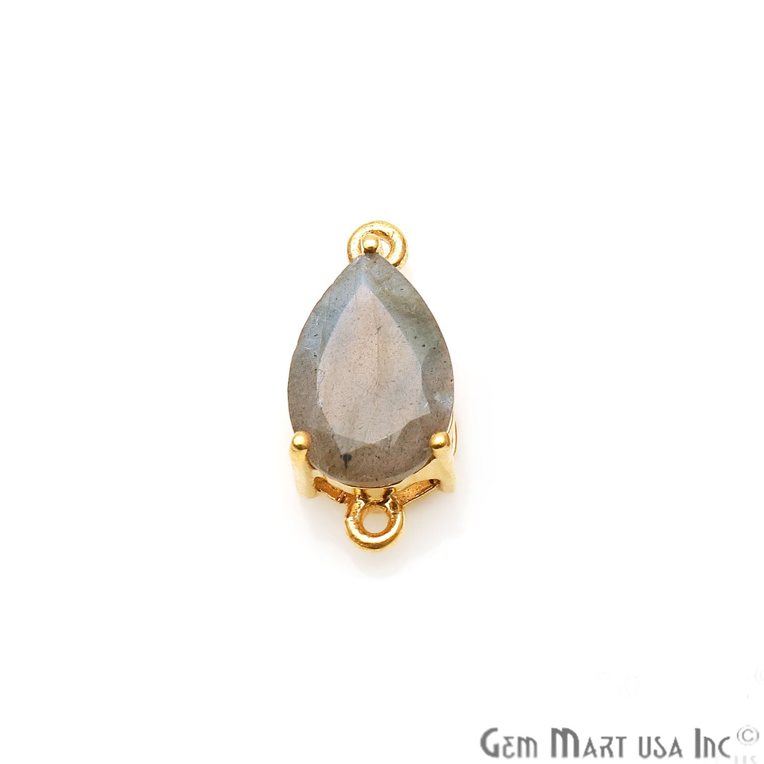 Labradorite Prong Setting Gold Plated Flashy Gemstone Connector - GemMartUSA