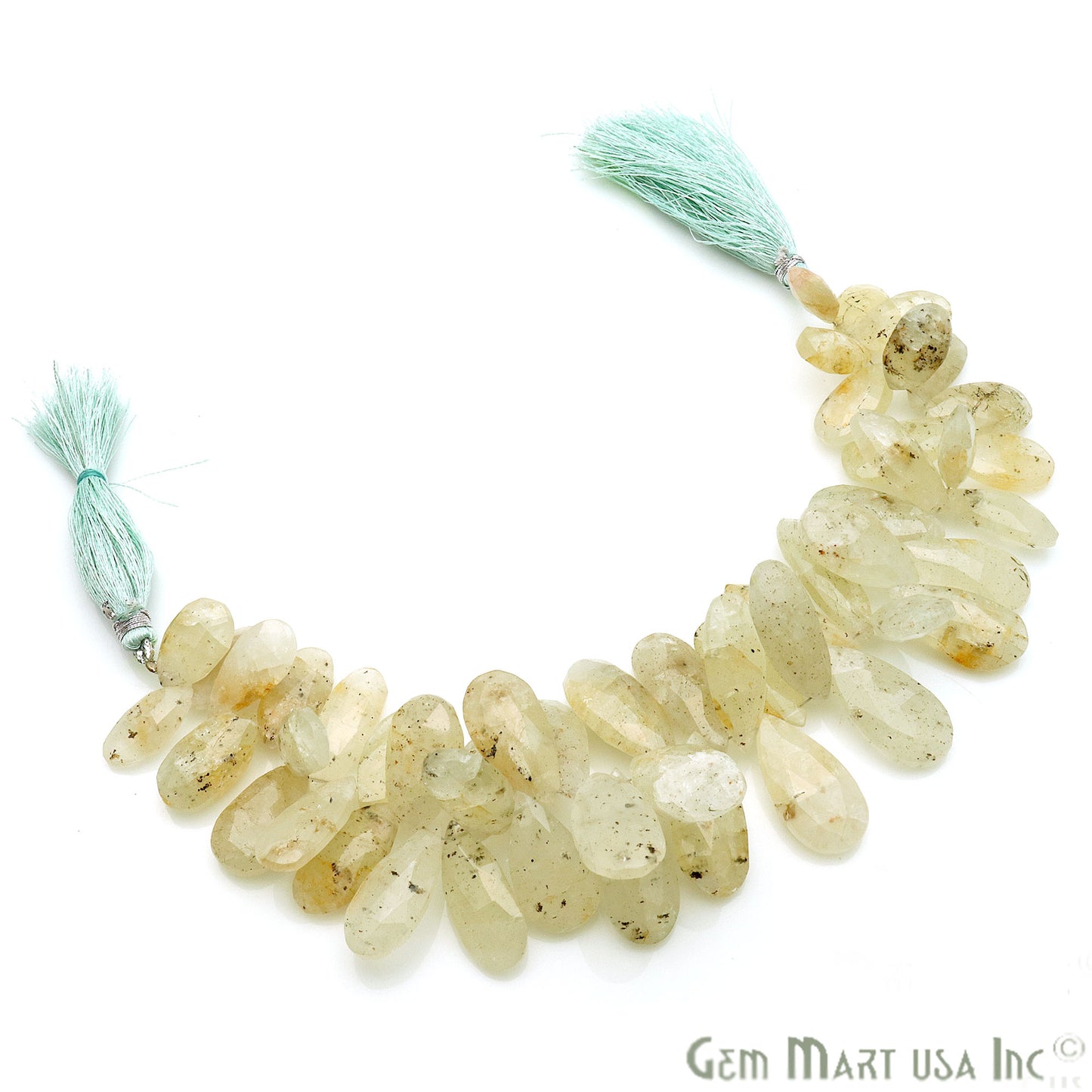 Moss Aquamarine Pears 29x11mm Crafting Beads Gemstone Strands 8INCH - GemMartUSA