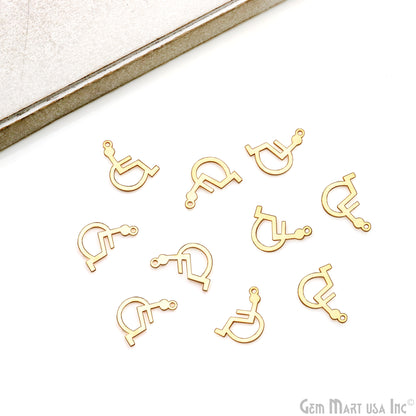 Wheel Chair Shape Laser Finding Gold Plated 18.5x15mm Charm For Bracelets & Pendants