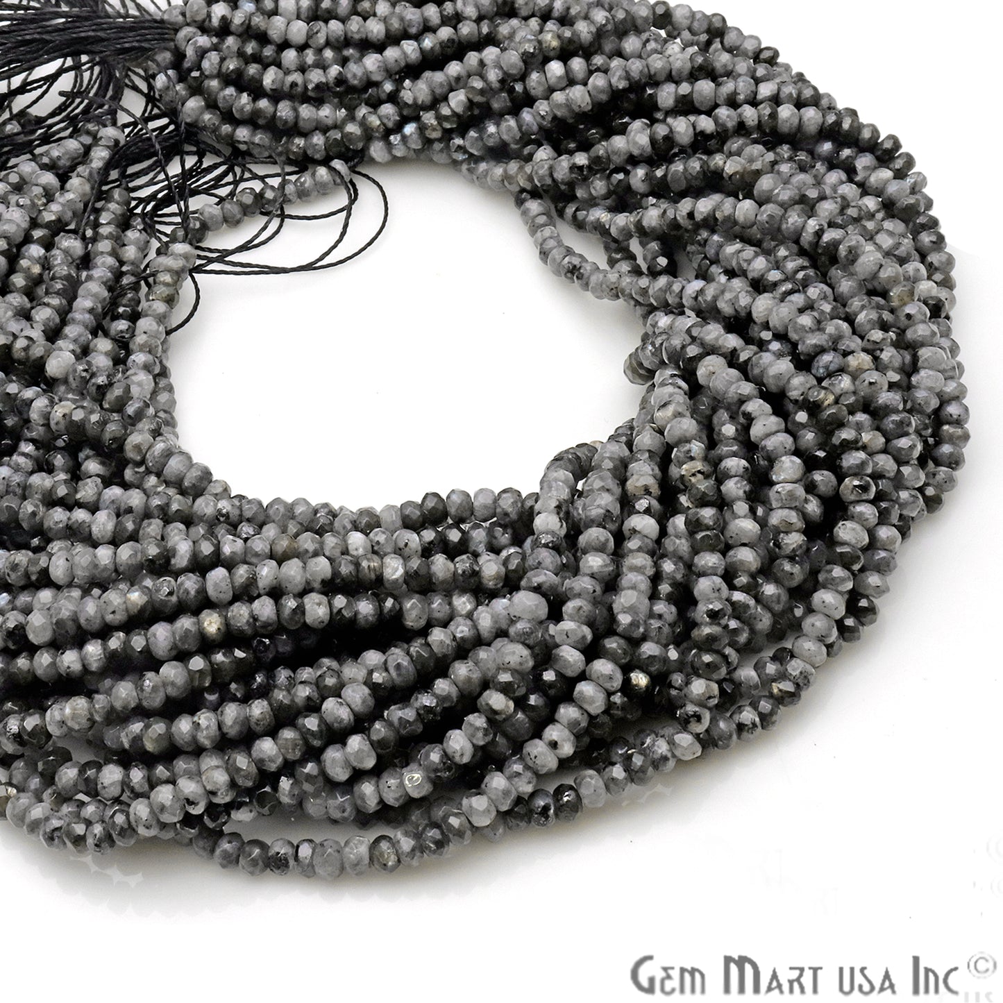 Cats Eye Jade 3-4mm Faceted Rondelle Beads Strands 14Inch - GemMartUSA