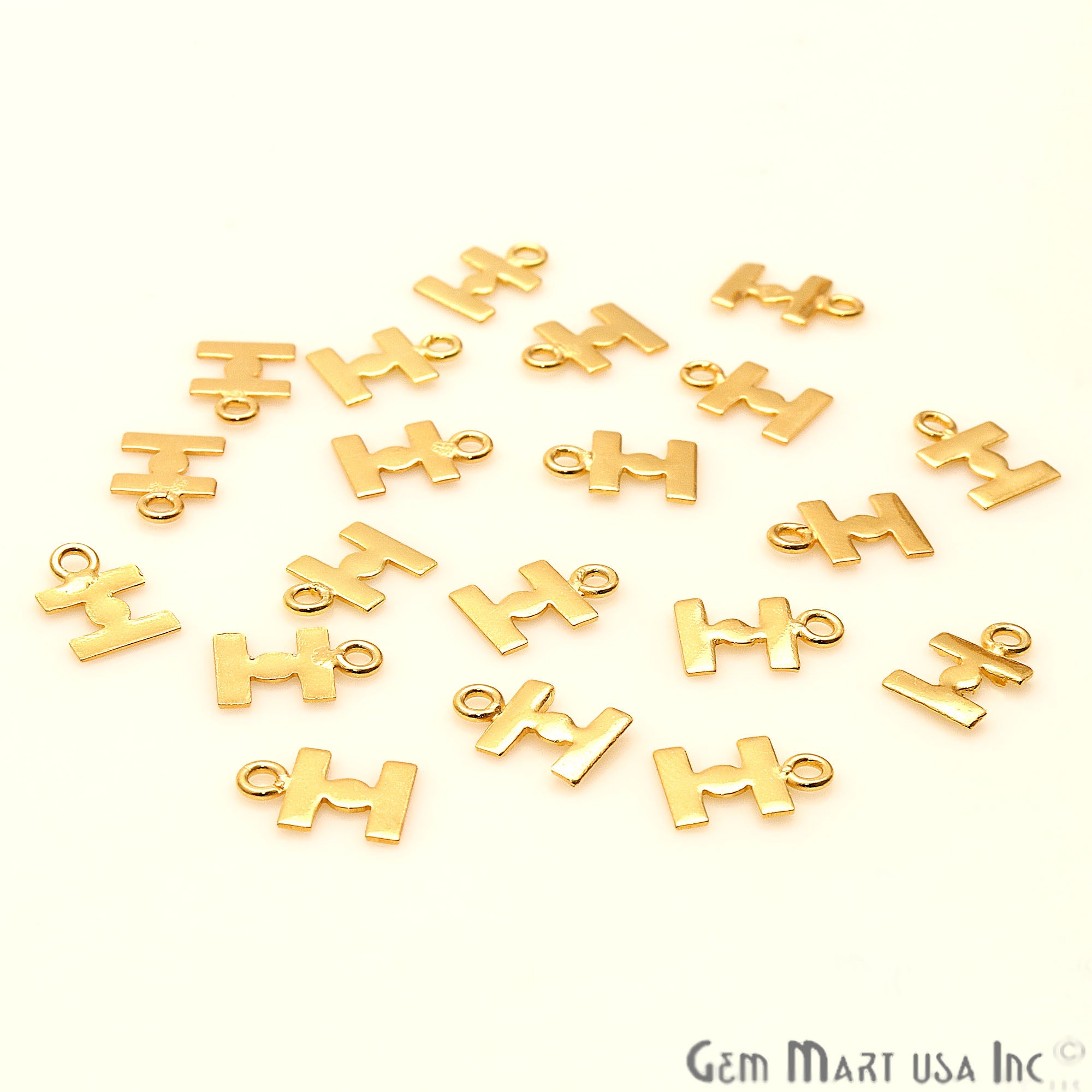 5pc Lot I Alphabet Gold Plated Jewelry Finding, Bracelet Charm, Earring Charm - GemMartUSA