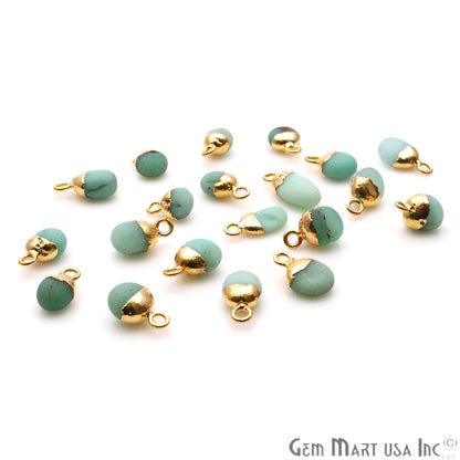 Chrysoprase Matte Beads Organic 15x7mm Gold Electroplated Pendant Connector - GemMartUSA