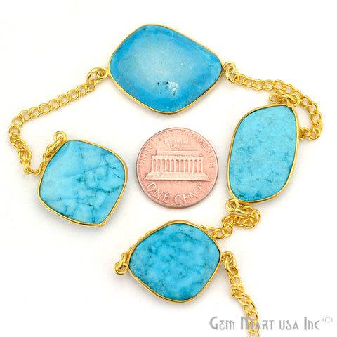 Turquoise 15mm Gold Plated Bezel Link Connector Chain - GemMartUSA (764203368495)