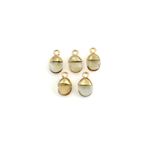 Drop Pendant Connector, DIY Frosted Tumbled Earring Charm, Single Bail Faceted Gem, Gold Electroplated Cap, 14x8mm