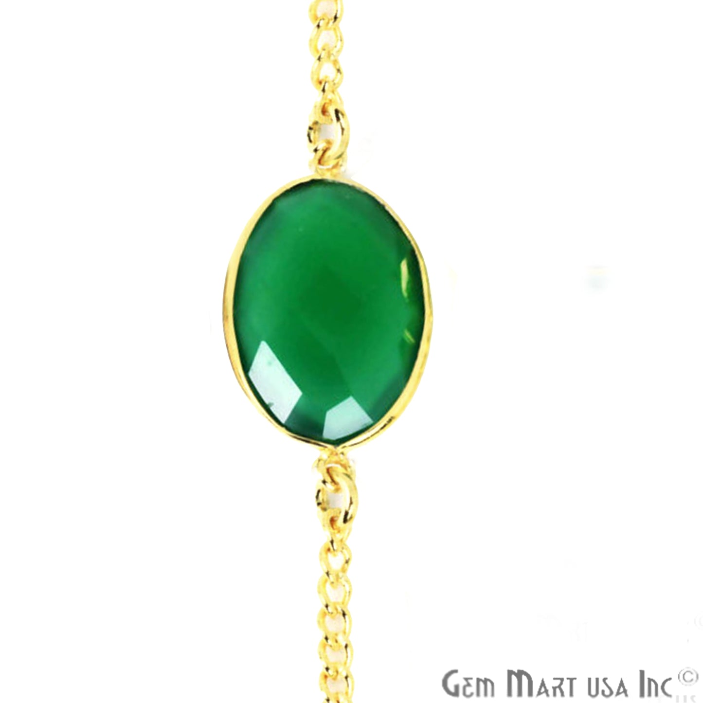 Green Onyx 15mm Gold Plated Bezel Link Connector Chain - GemMartUSA (764142518319)