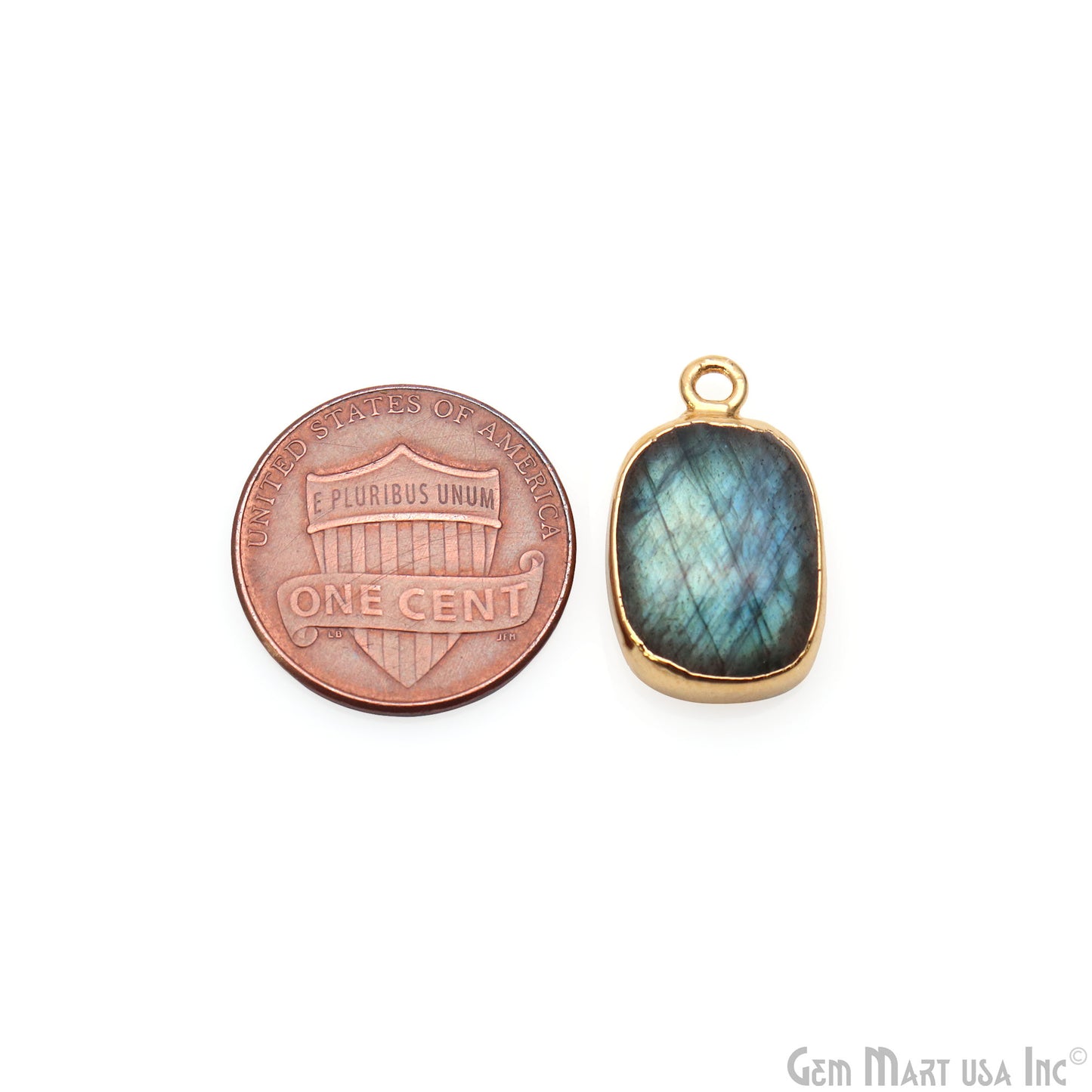 Flashy Labradorite 19x12mm Cabochon Octagon Single Bail Gold Electroplated Gemstone Connector
