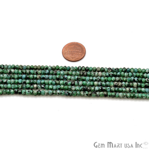 Tibetian Turquoise Jade 3-4mm Faceted Rondelle Beads Strands 14Inch - GemMartUSA