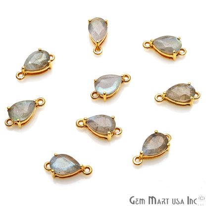 Labradorite Prong Setting Gold Plated Flashy Gemstone Connector - GemMartUSA