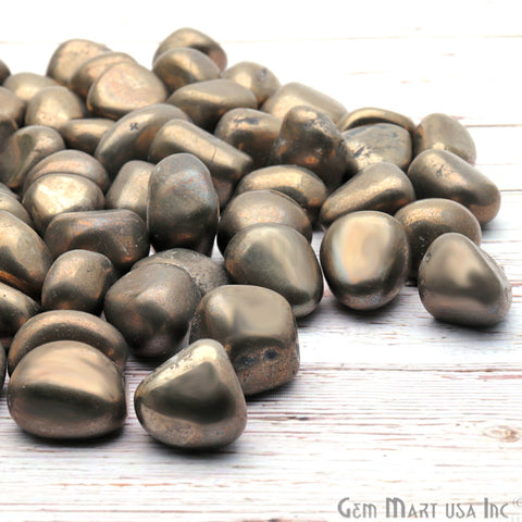 3.53oz Lot Pyrite Tumbled Reiki Healing Metaphysical Beach Spiritual Gemstone - GemMartUSA