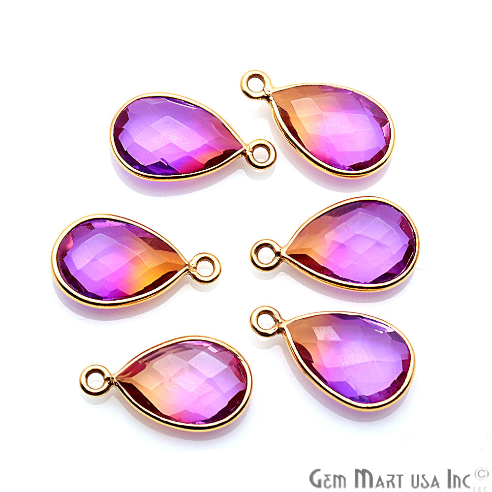 Doublet Aura Quartz 8x12mm Pear Connector (Pick Color,Bail or plating) - GemMartUSA