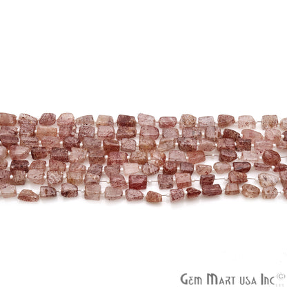 Strawberry Quartz Free Form 9x7mm Tumble Beads Gemstone Strands - GemMartUSA