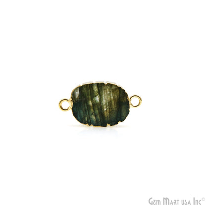 Labradorite 23x12mm Organic Shape Gold Electroplated Double Bail Gemstone Connector