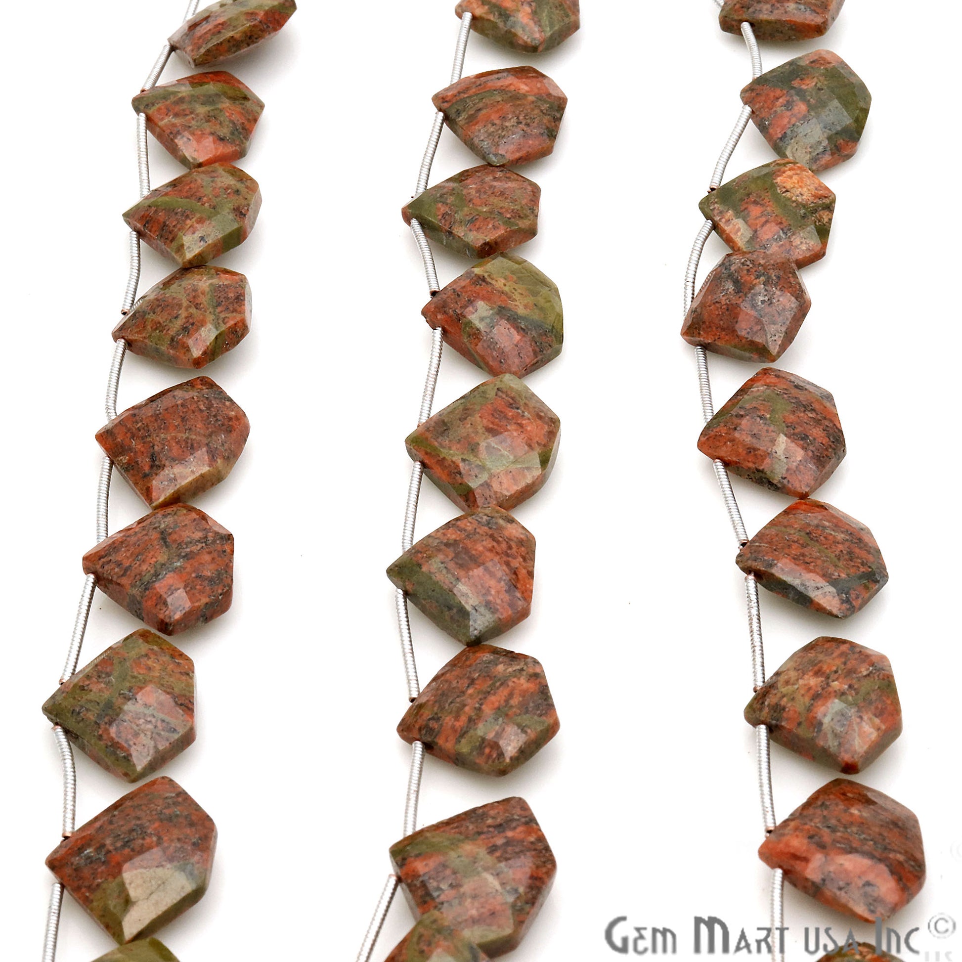 Unakite Freeform 18x15mm Crafting Beads Gemstone Briolette Strands 8 Inch - GemMartUSA