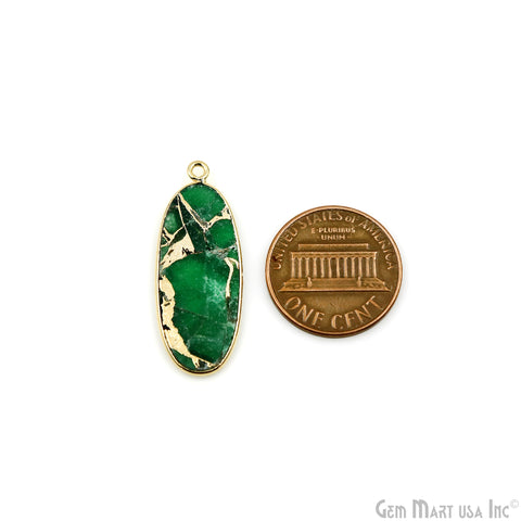 Green Mohave 31x12mm Gold Plated Single Bail Earring Connector 1 Pair