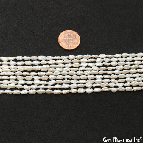 Pearl Rough Beads, 16 Inch Gemstone Strands, Drilled Strung Briolette Beads, Free Form, 2-3mm