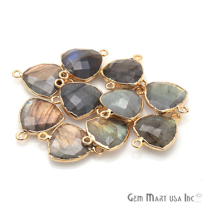 Labradorite 16mm Trillion Shape Gold Electroplated Gemstone Connector - GemMartUSA