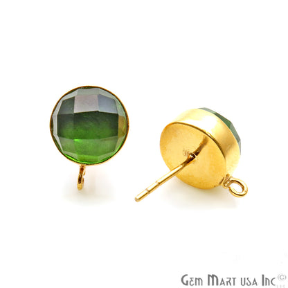 DIY Round 10mm Gold Bail Gemstone stud Earring (Pick Your Gemstone) - GemMartUSA