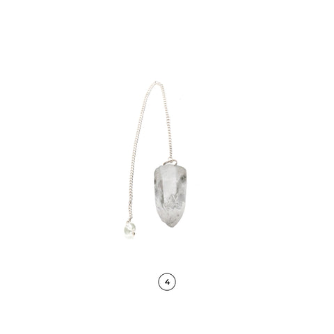 Rough Free Form Gemstone Dowsing Pendant Silver Plated 38x21mm