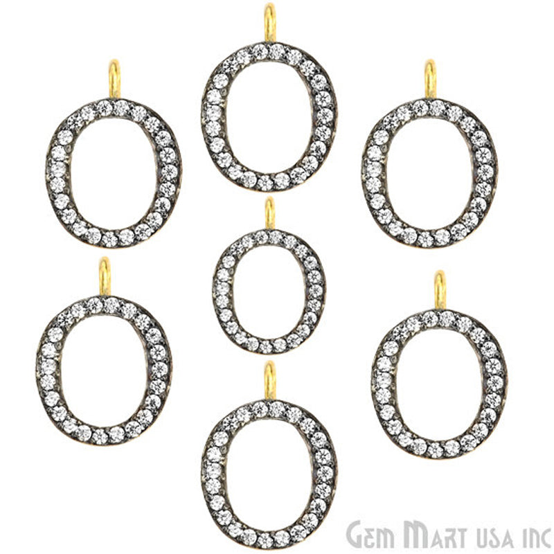 O' Alphabet Charm CZ Pave Gold Vermeil Charm for Bracelet & Pendants - GemMartUSA