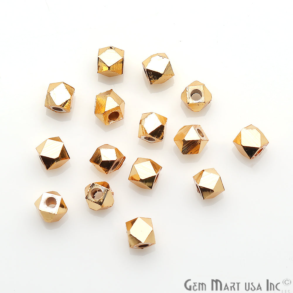 5pc Lot Hexagon Cube Gold Finding, Tiny Cube Findings, Bracelets Charm - GemMartUSA