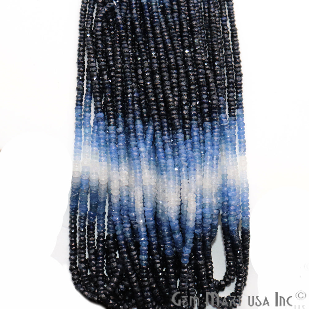 Multi Sapphire Shaded Round Beads 3-3.5mm Gemstone Rondelle Beads - GemMartUSA