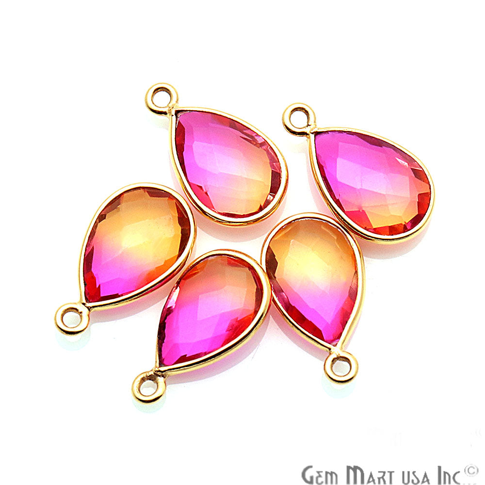 Doublet Aura Quartz 8x12mm Pear Connector (Pick Color,Bail or plating) - GemMartUSA