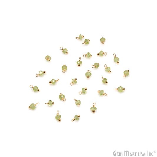 10pc Lot Faceted Tiny Gemstone 6x4mm Wire Wrapped Gold Bail Dangle Connector - GemMartUSA