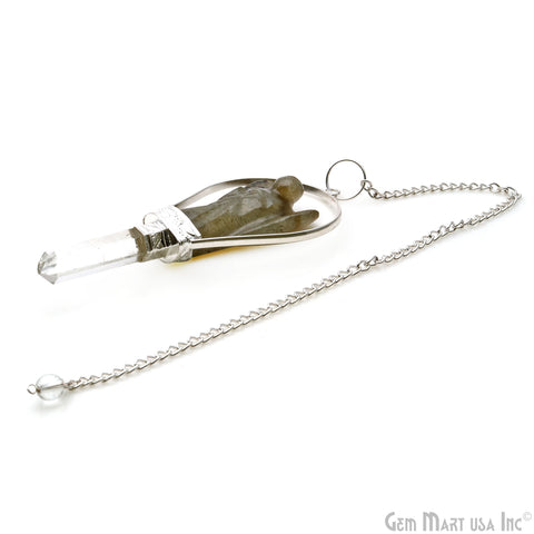 Gemstone Angel Figurine & Crystal 70x28mm Dowsing Pendulum Healing Pendants