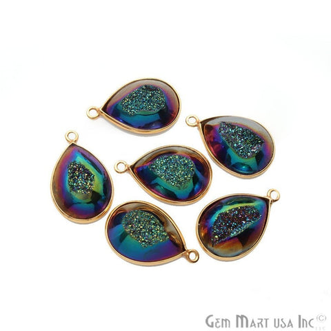 Window Druzy 13x18mm Pears Bezel Cave Druzy Connector (Pick Color, Bail, Plating)