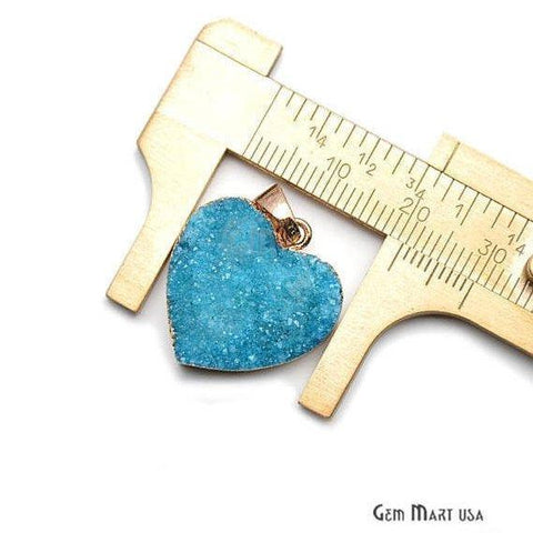 Druzy Pendant, 20mm Gold Electroplated Heart Shape Gemstone Druzy Charms Necklace Pendant(GD) - GemMartUSA