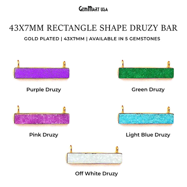 Druzy Bar 43x7mm Rectangle...