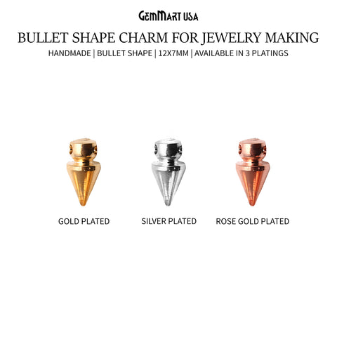 Bullet Charm Finding Jewelry Charm Jewelry Making Supply (Pick Your Plating)