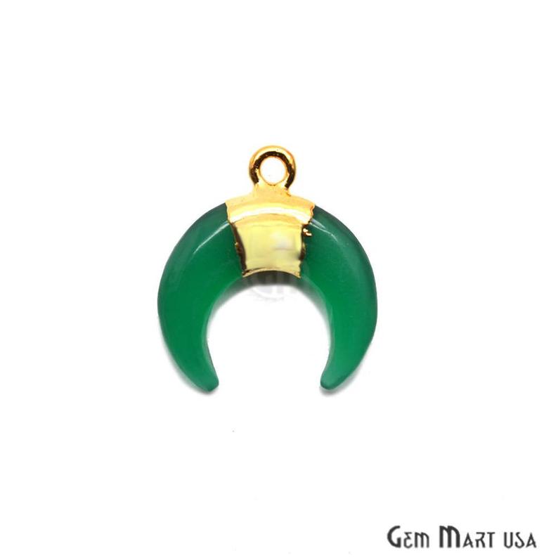Gold Electroplated 17x10mm Single Bail Gemstone Horn Pendant Connector - GemMartUSA