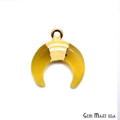 Gold Electroplated 17x10mm Single Bail Gemstone Horn Pendant Connector - GemMartUSA