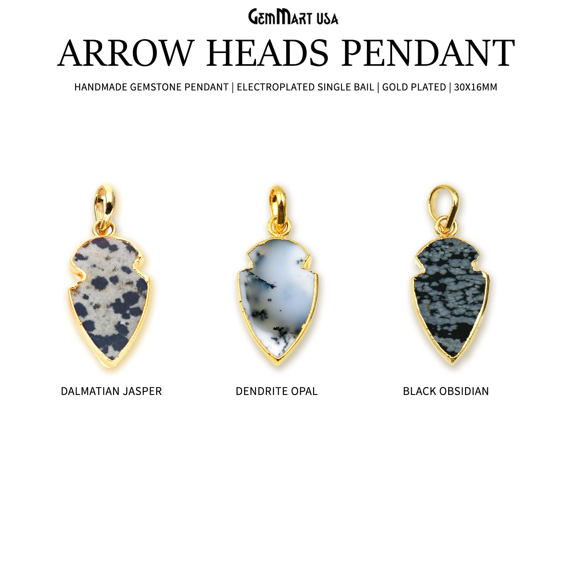 Arrow Heads 30x16mm Gold Electroplated Single Bail Pendant