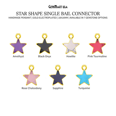 Star Shape 18x16mm Gold Electroplated Single Bail Gemstone Connector