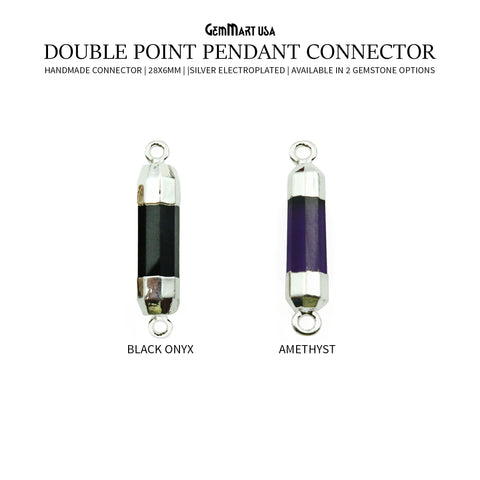 Double Point Silver Electroplated Gemstone Pendant Connector